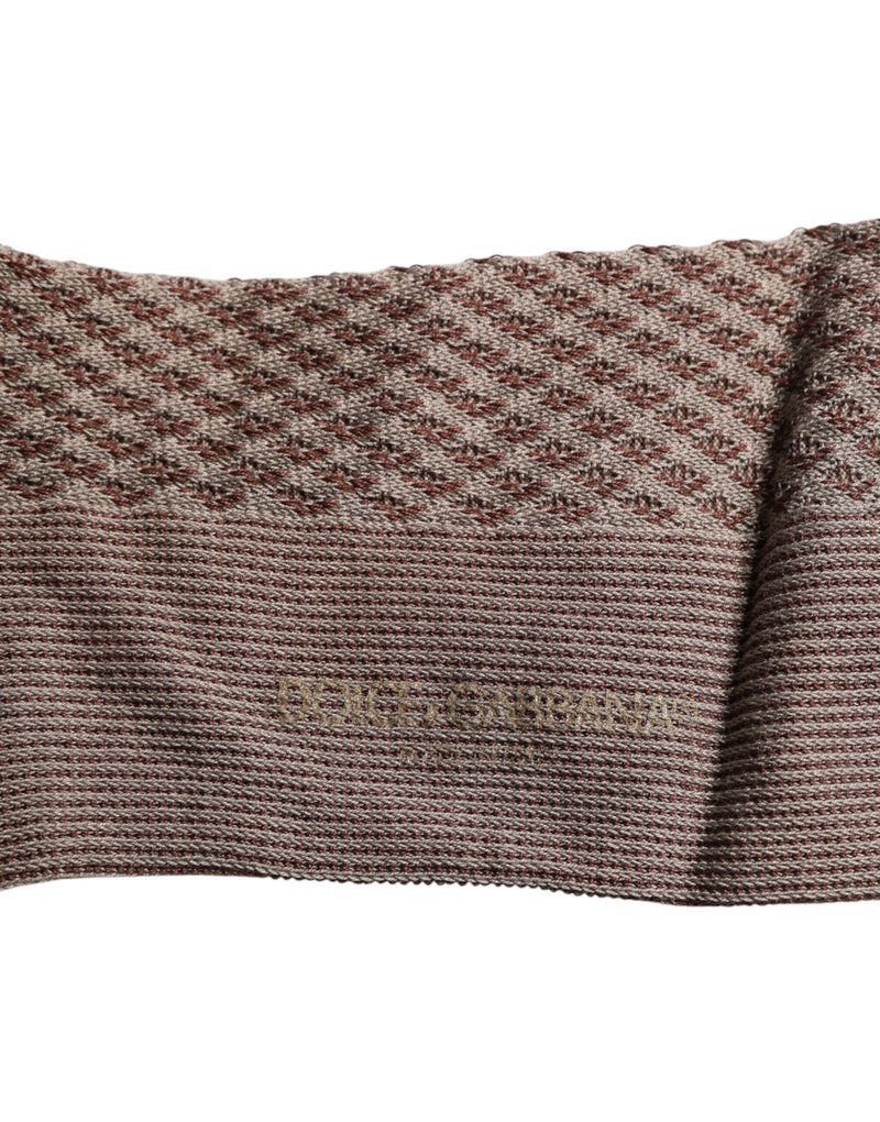 Dolce & Gabbana Brown Solid DG Logo Mid Calf Socks