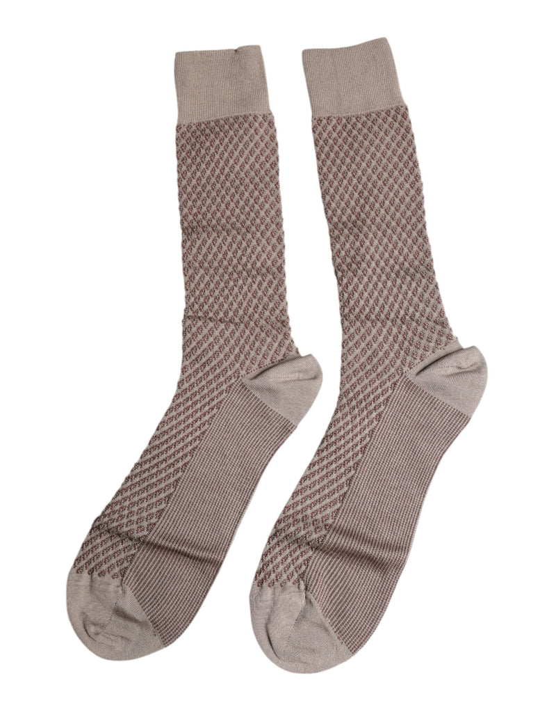 Dolce & Gabbana Brown Solid DG Logo Mid Calf Socks
