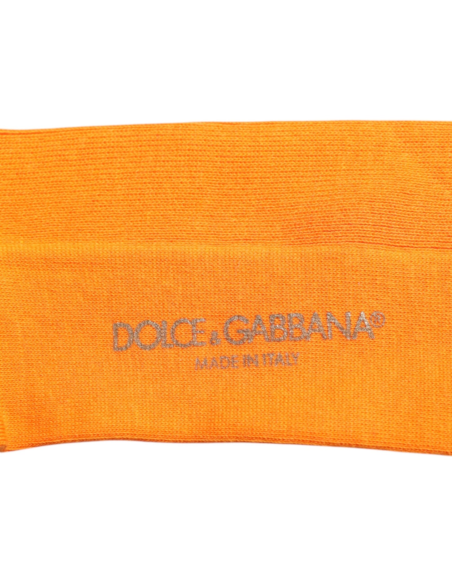 Dolce & Gabbana Orange Cotton Logo Over The Calf Socks