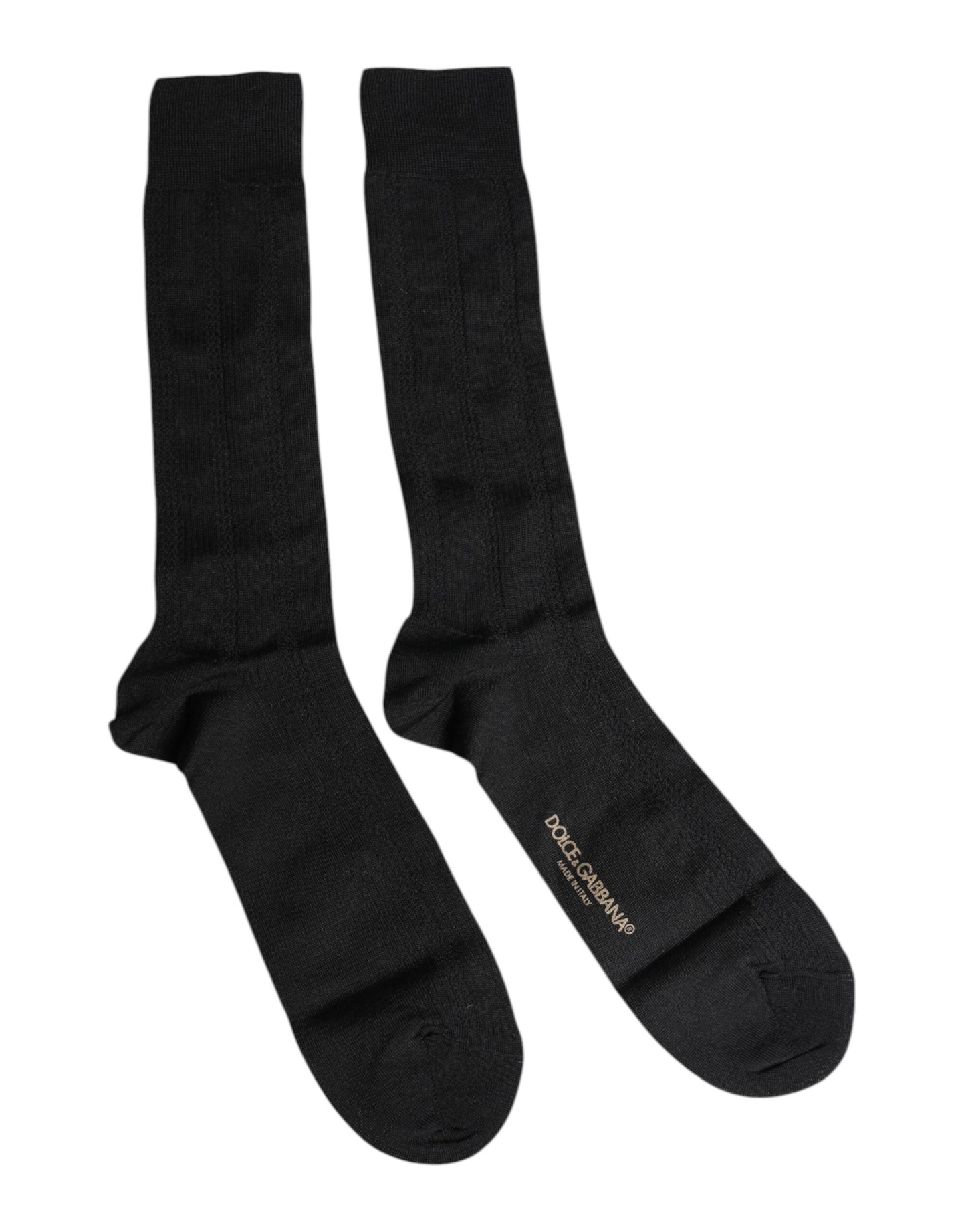 Dolce & Gabbana Black Stretch Logo Mid Calf Men Socks