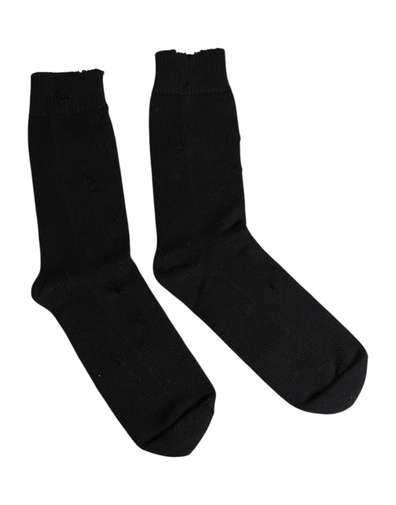 Dolce & Gabbana Chaussettes Noires Mi-Mollet Élastiques pour Hommes