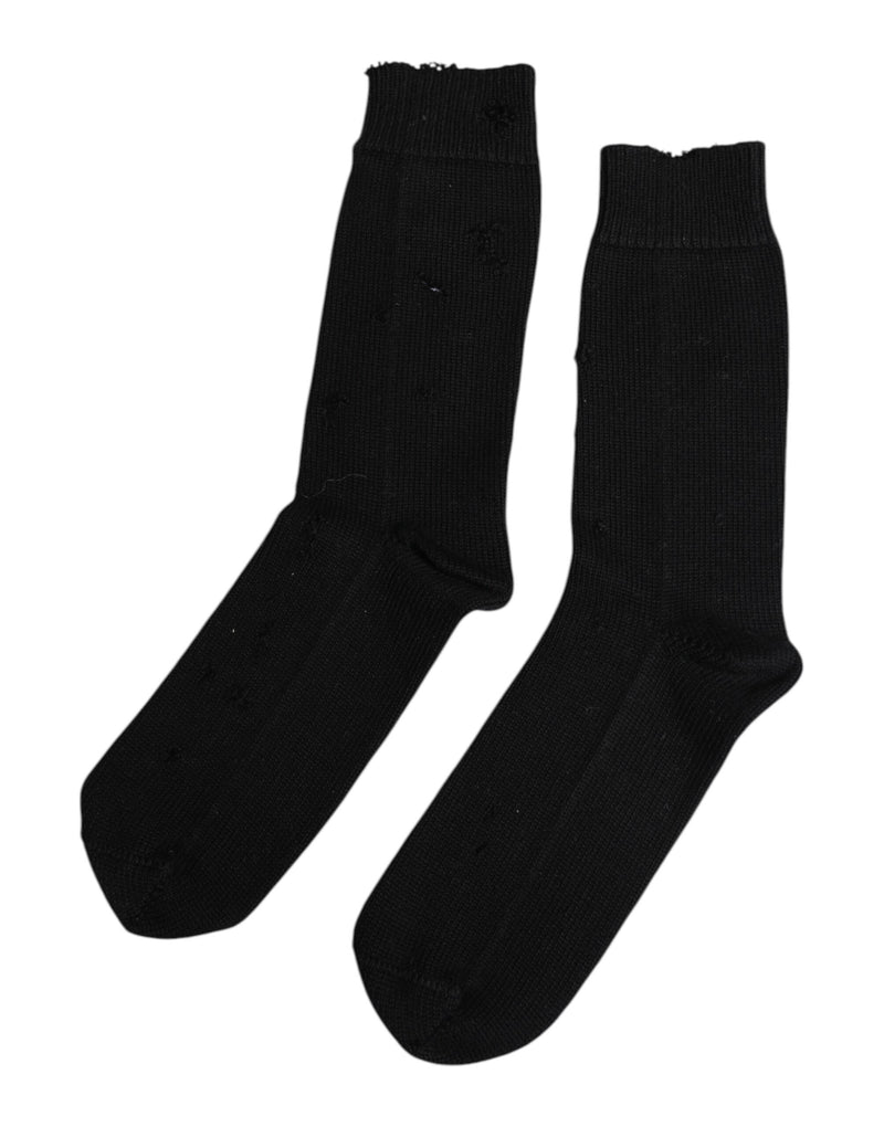 Dolce & Gabbana Chaussettes Noires Mi-Mollet Élastiques pour Hommes