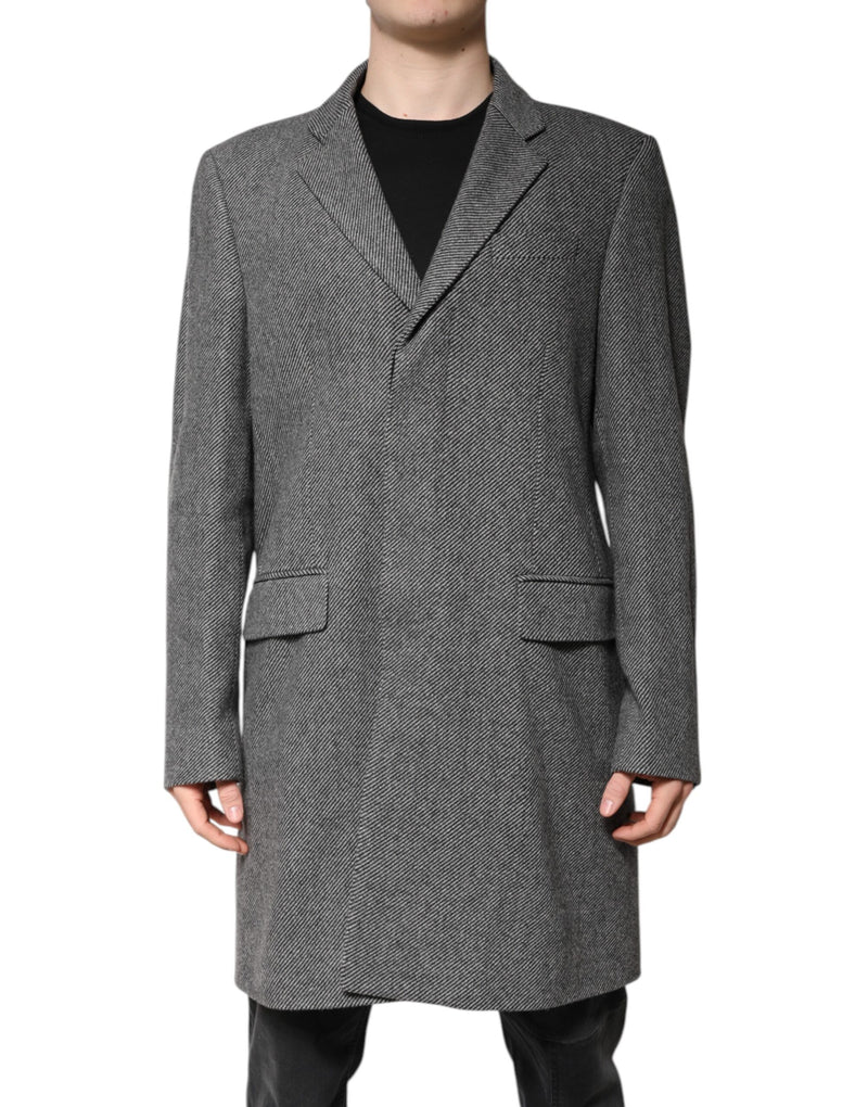 Dolce & Gabbana Trench-manteau en laine grise à simple boutonnage