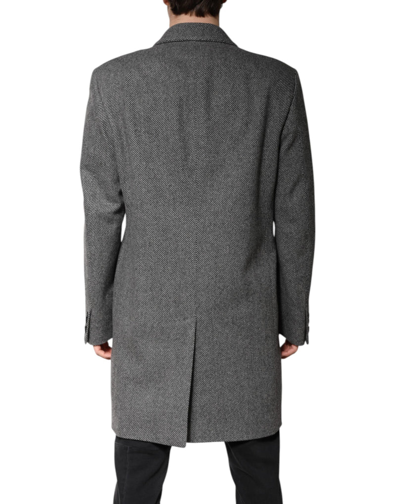 Dolce & Gabbana Trench-manteau en laine grise à simple boutonnage