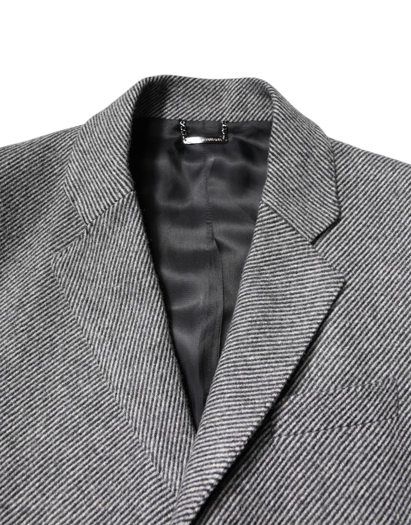Dolce & Gabbana Trench-manteau en laine grise à simple boutonnage