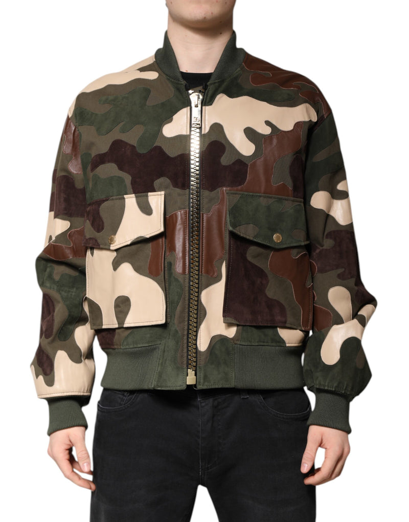 Veste bomber à fermeture éclair multicolore en coton de Dolce & Gabbana