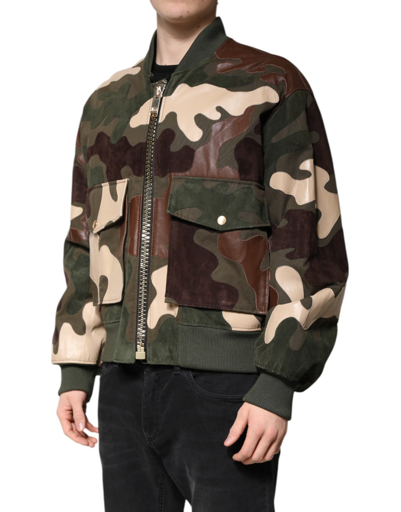 Veste bomber à fermeture éclair multicolore en coton de Dolce & Gabbana