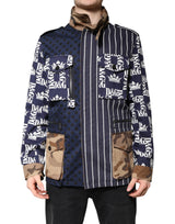 Veste-manteau en coton multicolore à motifs et logo de Dolce & Gabbana