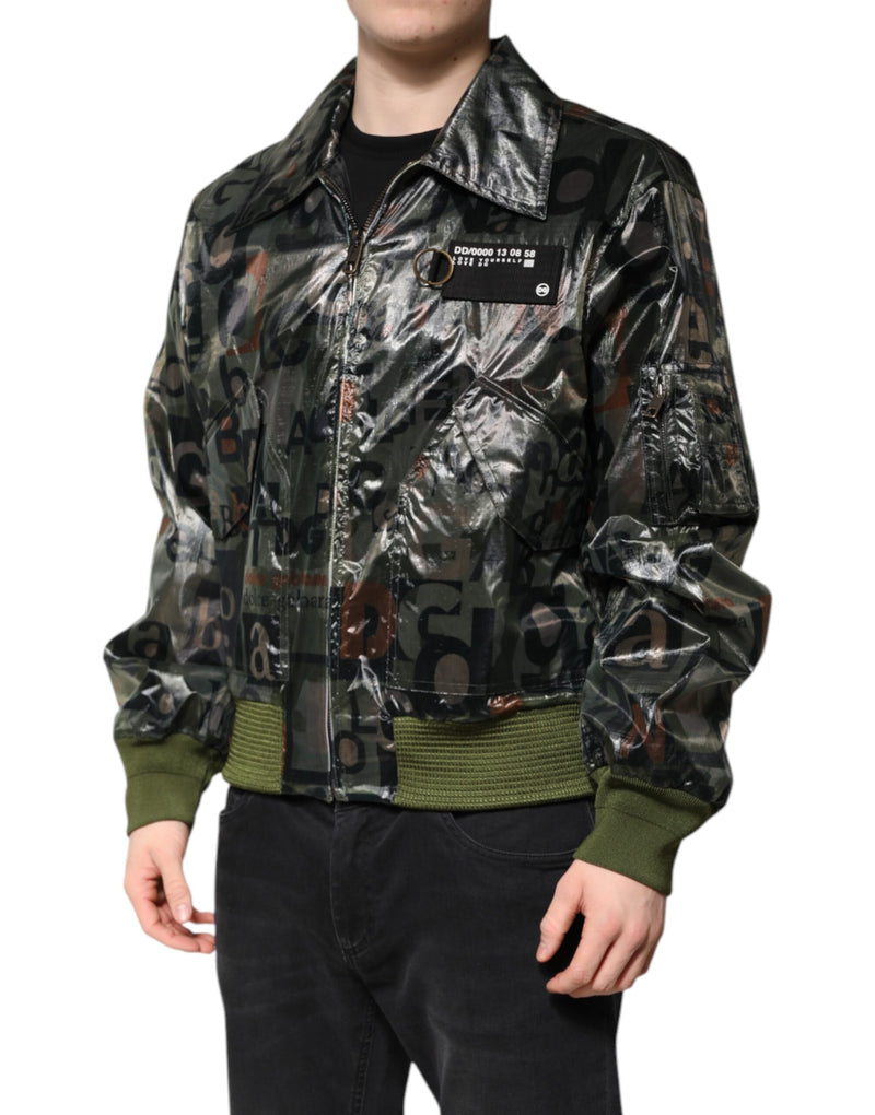 Dolce & Gabbana Groene Bomberjas met DG-logo en ritssluiting