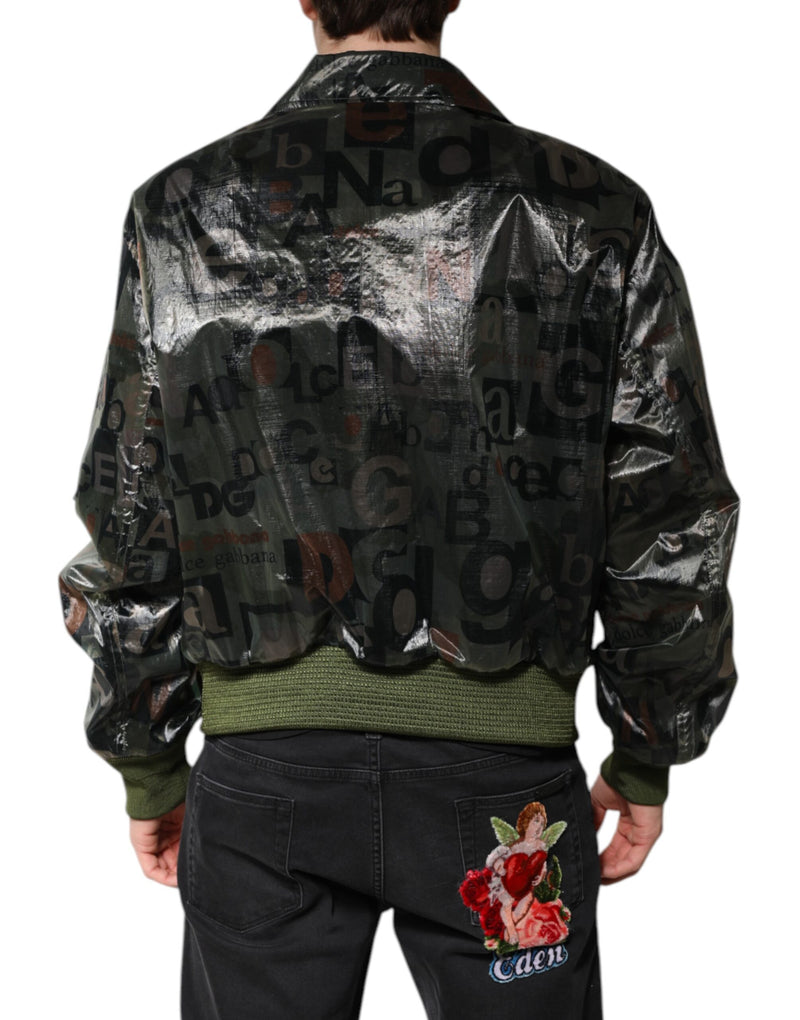 Dolce & Gabbana Groene Bomberjas met DG-logo en ritssluiting
