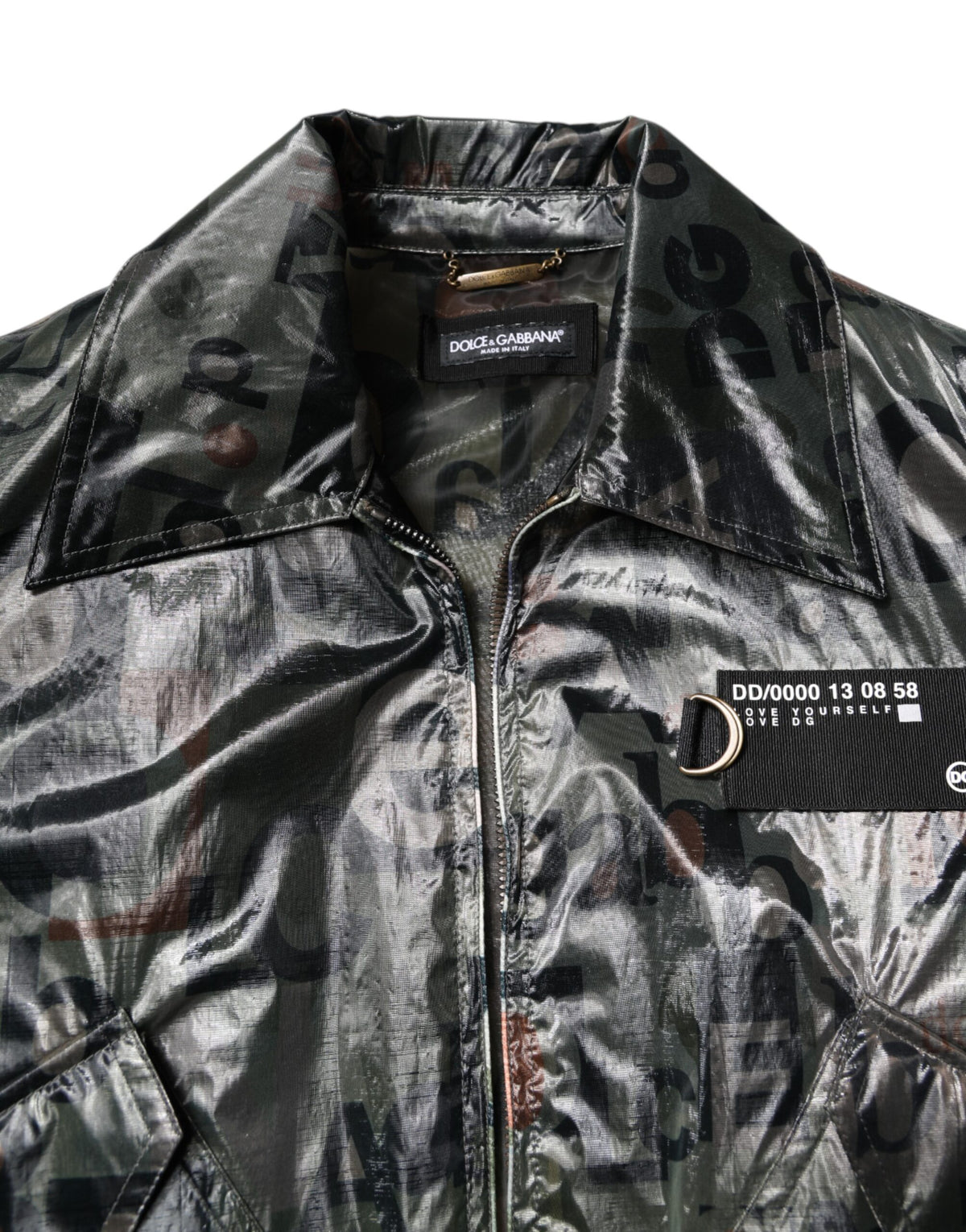 Veste bomber à fermeture éclair intégrale Dolce & Gabbana verte avec imprimé du logo DG