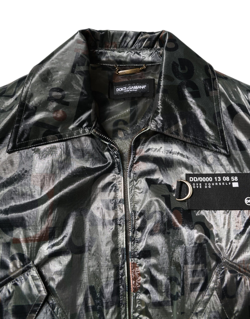 Dolce & Gabbana Groene Bomberjas met DG-logo en ritssluiting