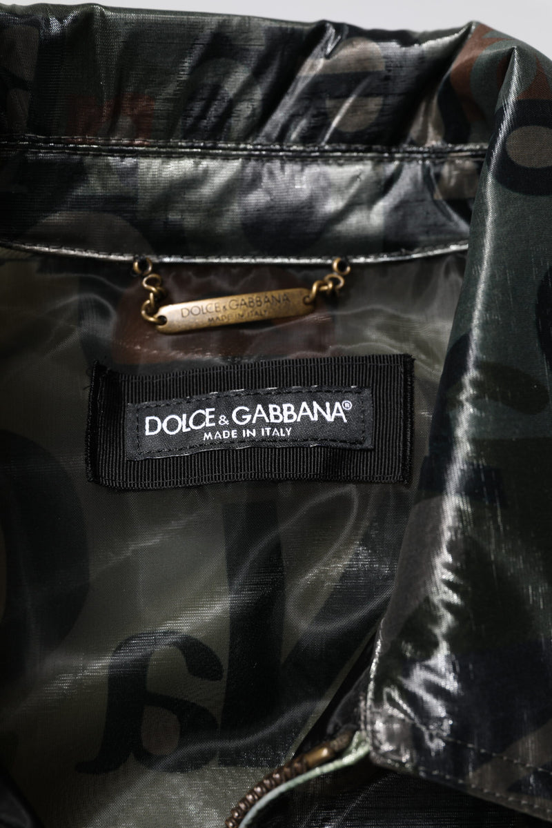 Dolce & Gabbana Groene Bomberjas met DG-logo en ritssluiting
