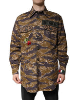 Dolce & Gabbana Veste-manteau à col en coton marron léopard