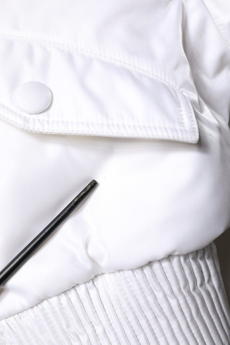 Bomber Jacket Cropped en Nylon Blanc à Fermeture Éclair de Dolce & Gabbana