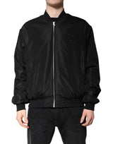 Bomber Jacket à manches longues et fermeture éclair intégrale noire de Dolce & Gabbana