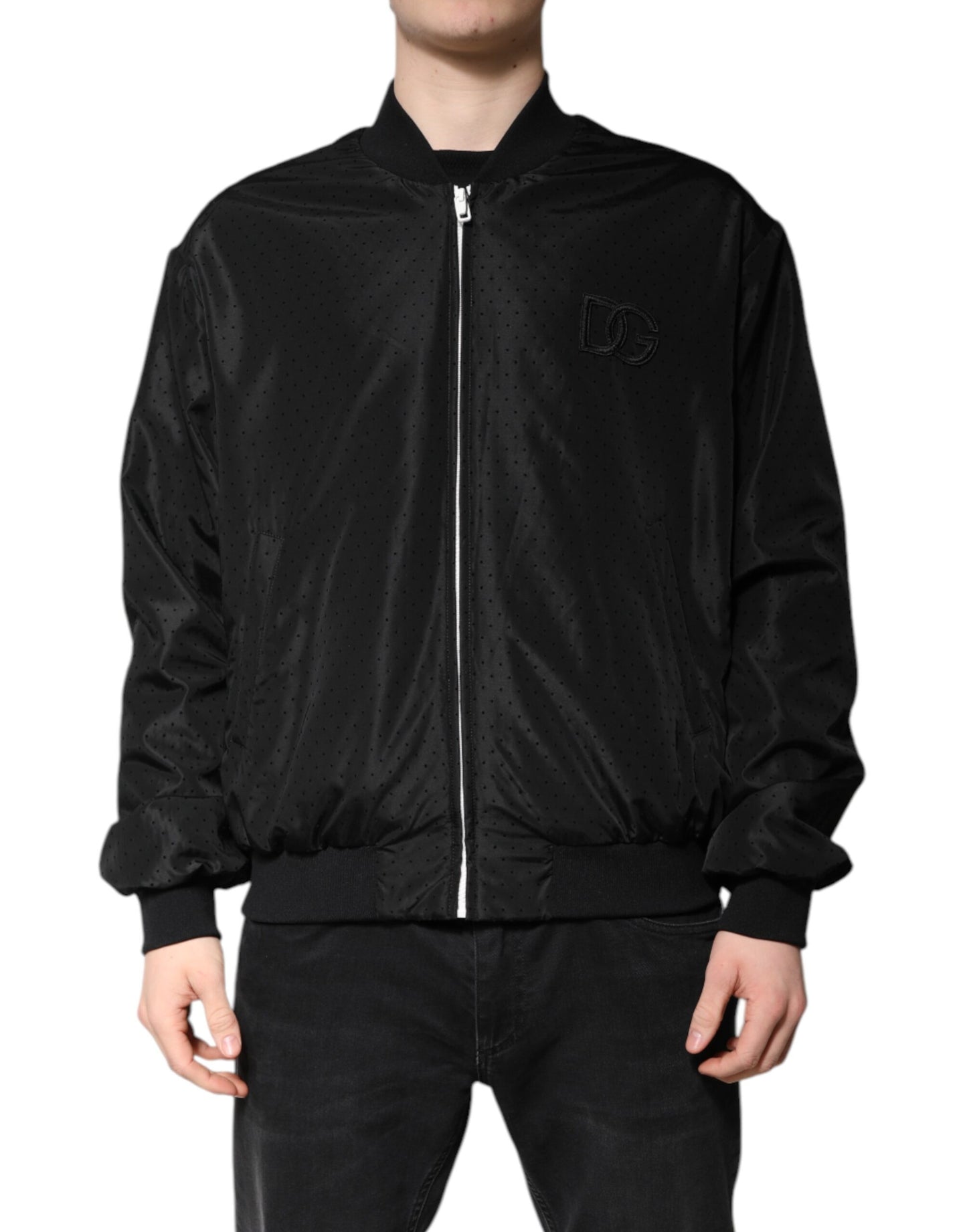 Dolce & Gabbana Black Long Sleeves Full Zip Bomber Jacket