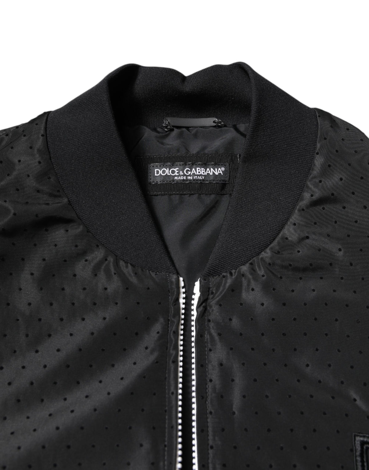 Bomber Jacket à manches longues et fermeture éclair intégrale noire de Dolce & Gabbana