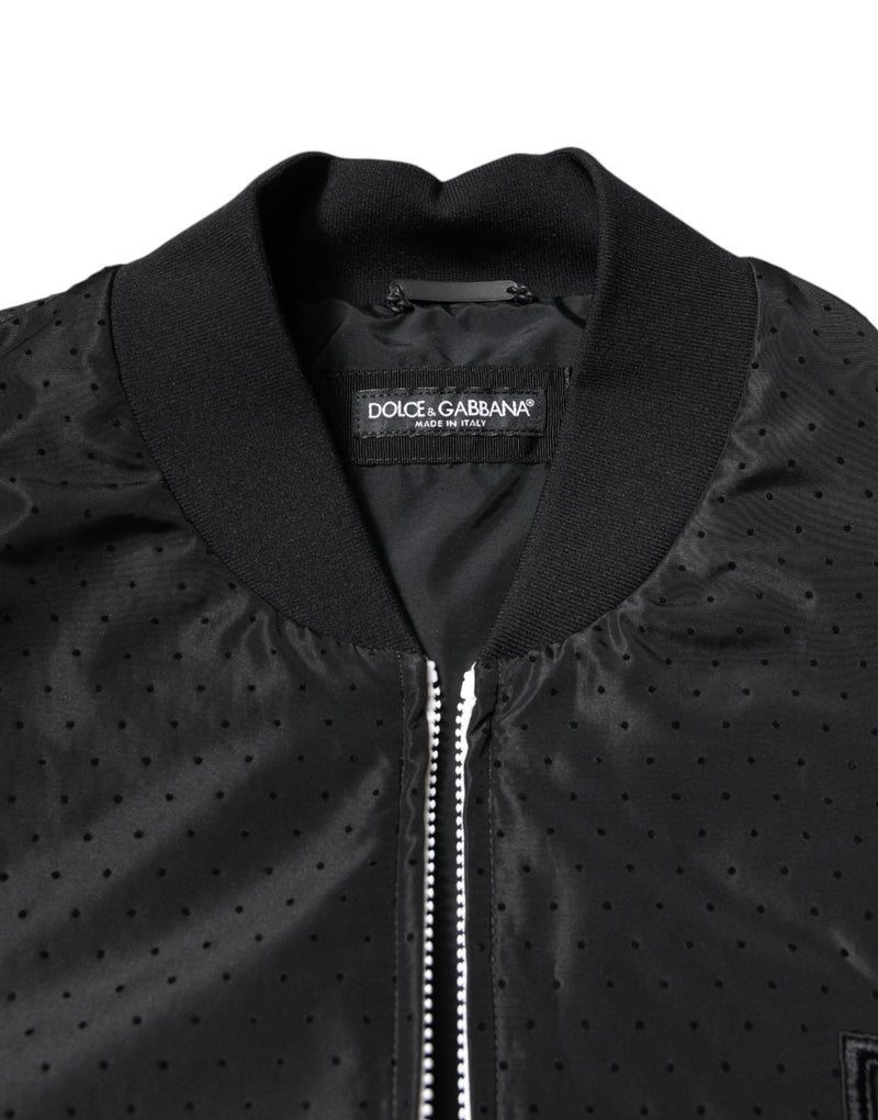 Bomber Jacket à manches longues et fermeture éclair intégrale noire de Dolce & Gabbana