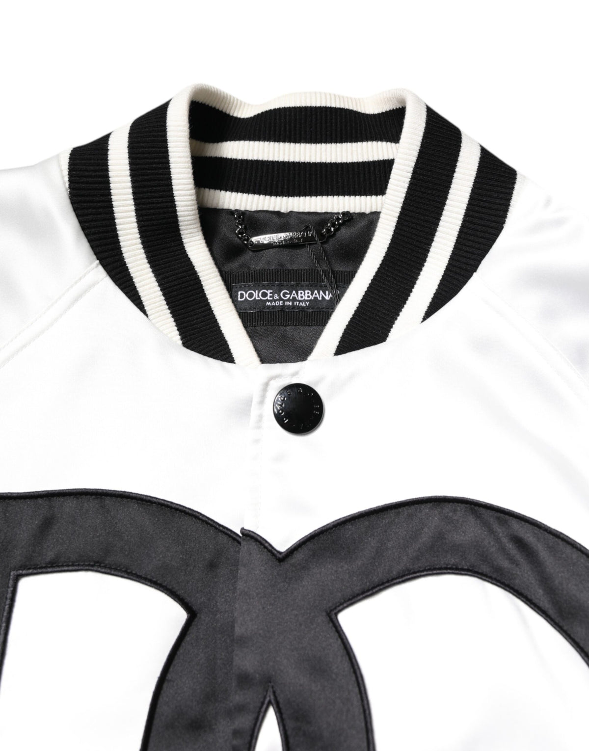 Bomber Jacket en Jersey de Polyester Blanc avec Logo DG de Dolce & Gabbana