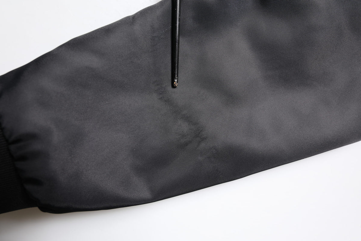 Veste motard en cuir d'agneau noir à fermeture éclair intégrale Dolce & Gabbana