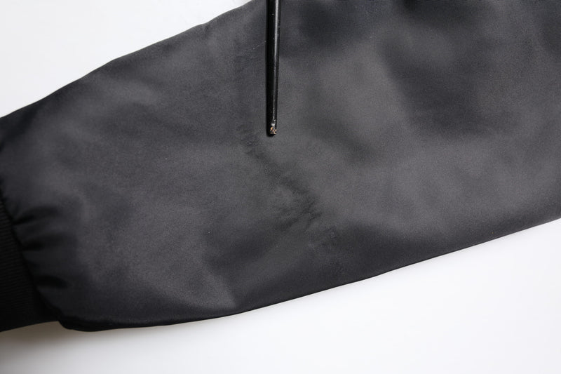 Veste motard en cuir d'agneau noir à fermeture éclair intégrale Dolce & Gabbana