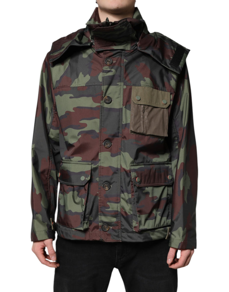 Veste à capuche zippée multicolore à motif camouflage Dolce & Gabbana