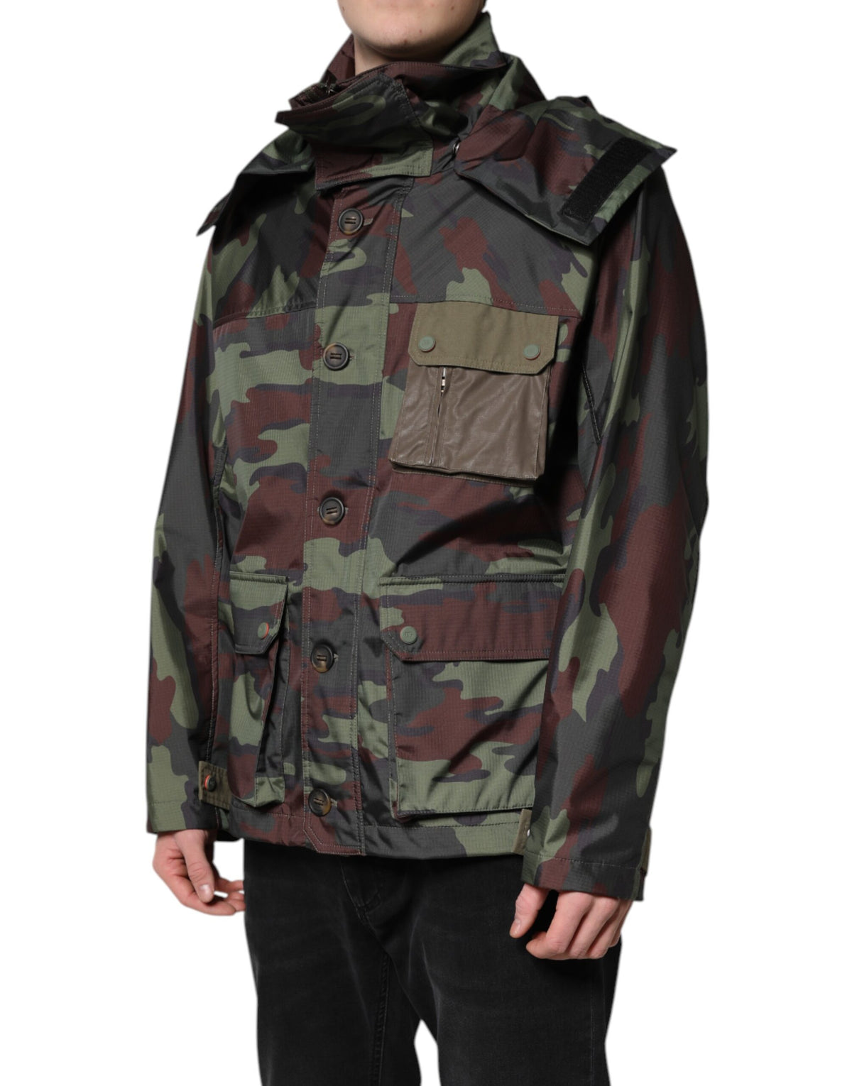 Veste à capuche zippée multicolore à motif camouflage Dolce & Gabbana