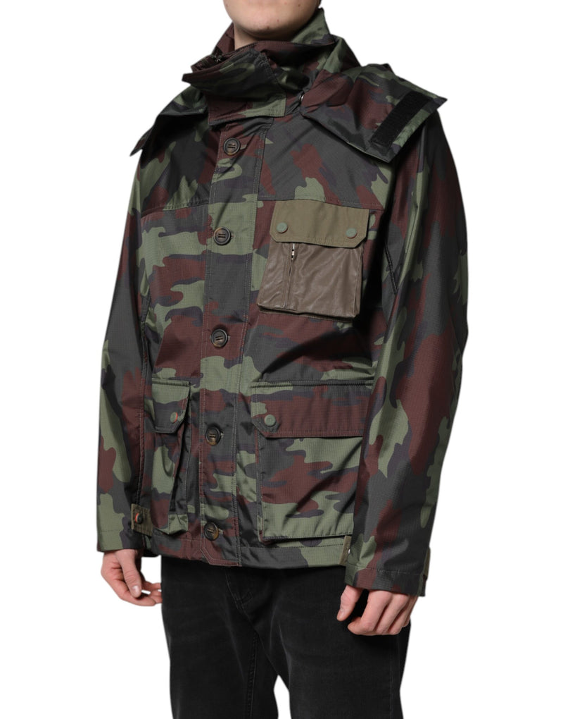 Veste à capuche zippée multicolore à motif camouflage Dolce & Gabbana