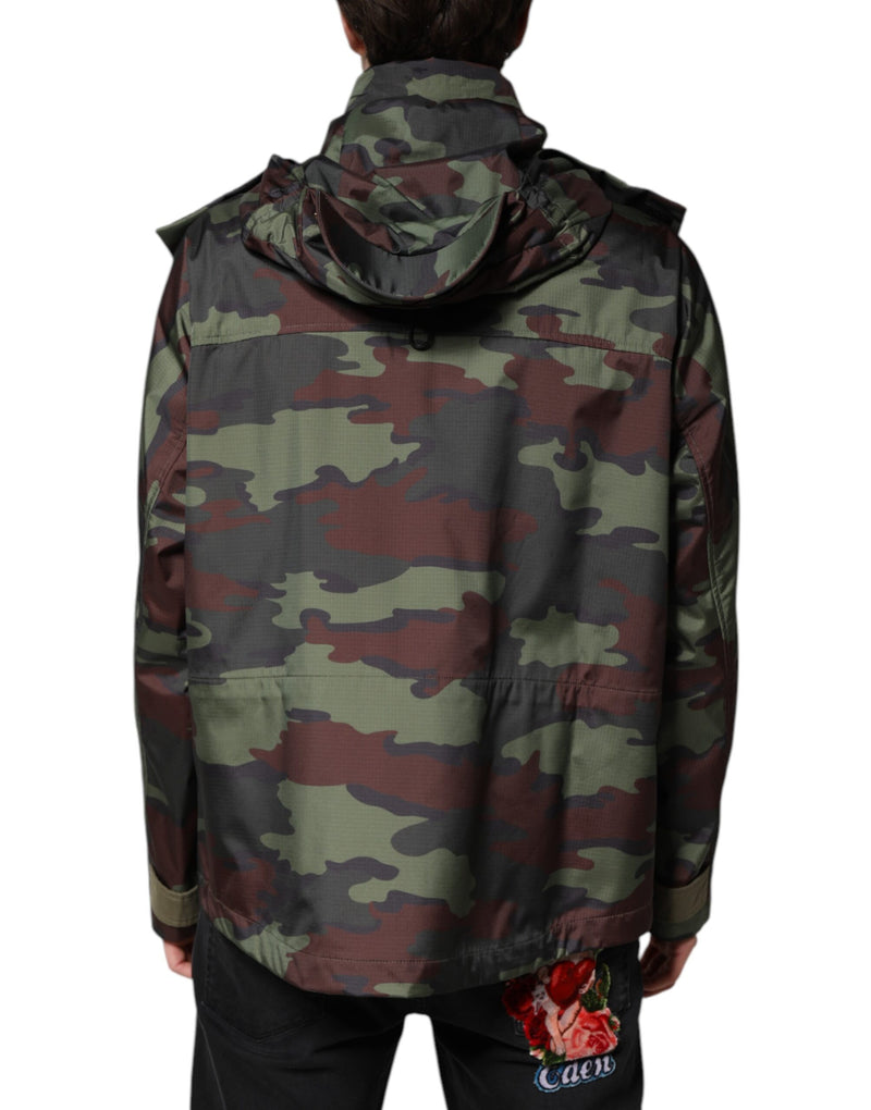 Veste à capuche zippée multicolore à motif camouflage Dolce & Gabbana