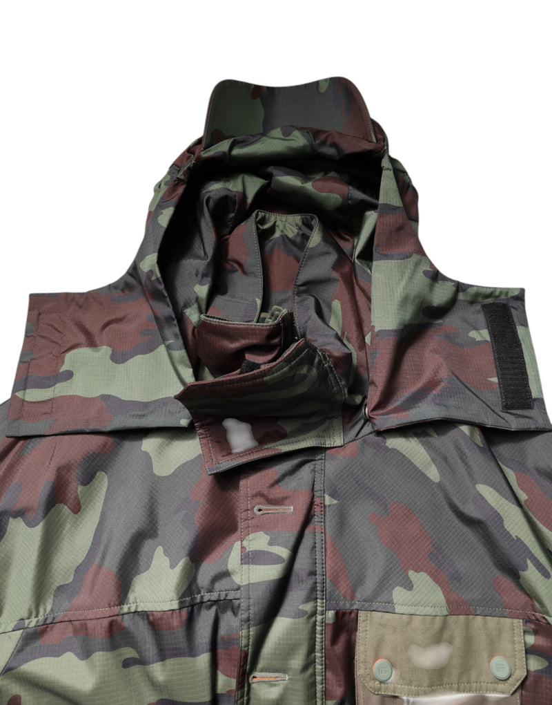 Veste à capuche zippée multicolore à motif camouflage Dolce & Gabbana