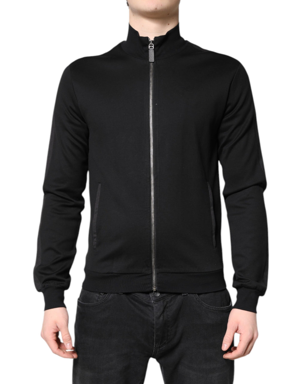 Bomber Jacket à Fermeture Éclair pour Homme en Coton Noir avec Logo Dolce & Gabbana