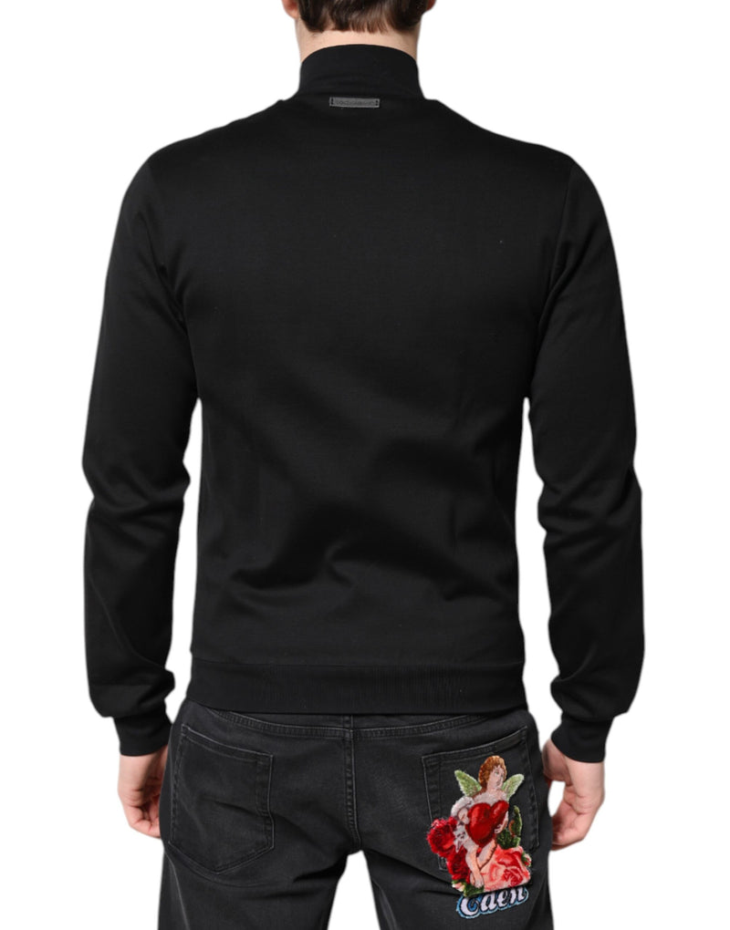 Bomber Jacket à Fermeture Éclair pour Homme en Coton Noir avec Logo Dolce & Gabbana