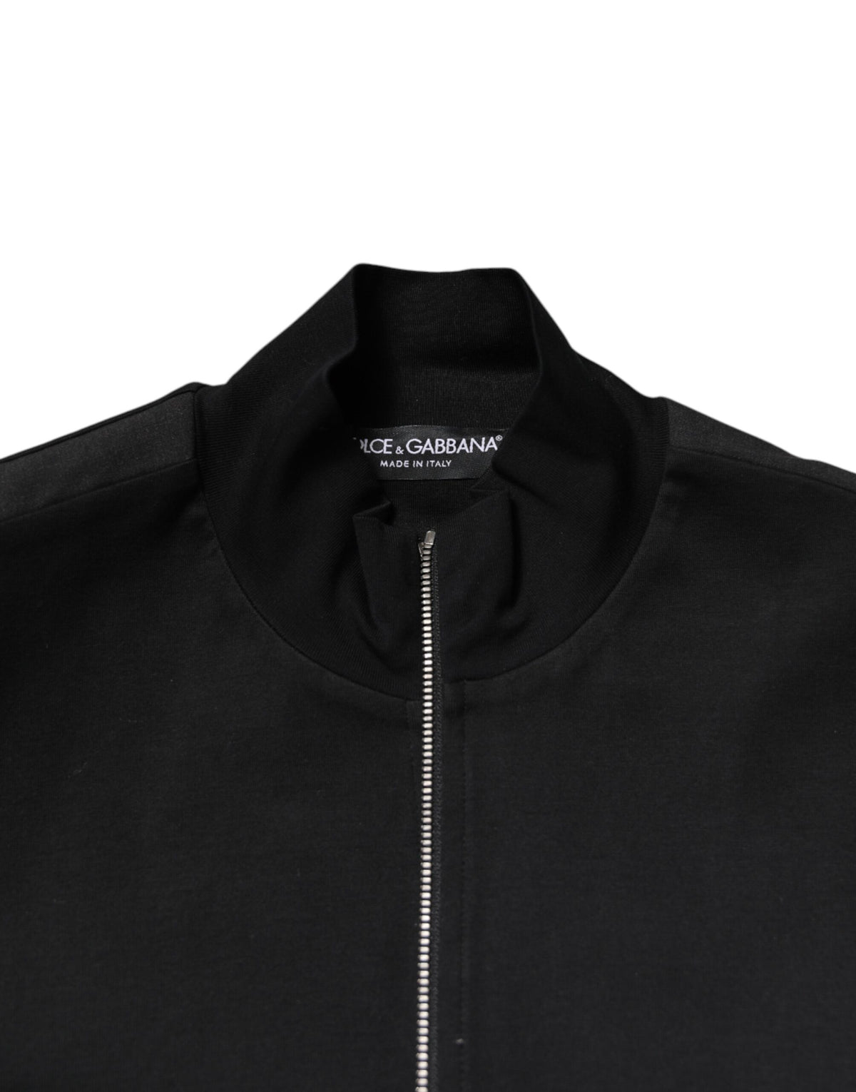 Bomber Jacket à Fermeture Éclair pour Homme en Coton Noir avec Logo Dolce & Gabbana