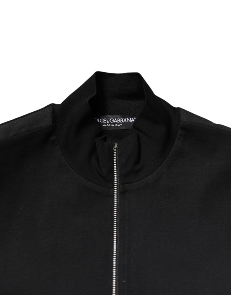 Bomber Jacket à Fermeture Éclair pour Homme en Coton Noir avec Logo Dolce & Gabbana