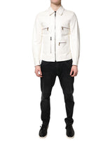 Veste motard à col blanc et fermeture éclair intégrale de Dolce & Gabbana