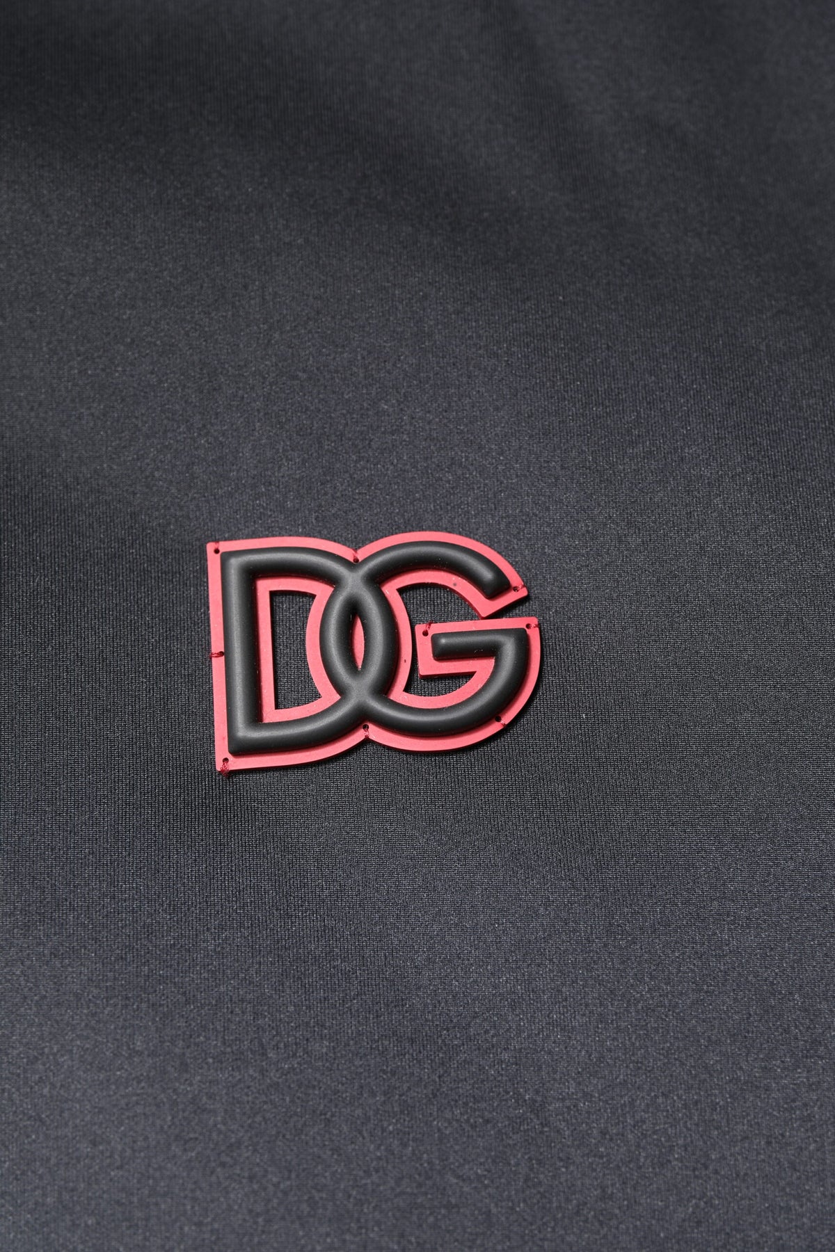 Veste à capuche et fermeture éclair intégrale en polyester noir DG de Dolce & Gabbana