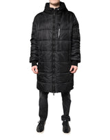 Parka noire à capuche Dolce & Gabbana, manteau d'hiver pour homme.