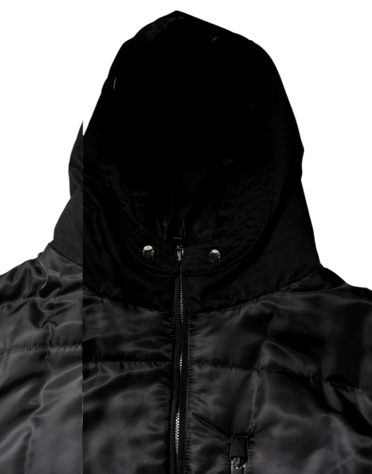 Parka noire à capuche Dolce & Gabbana, manteau d'hiver pour homme.
