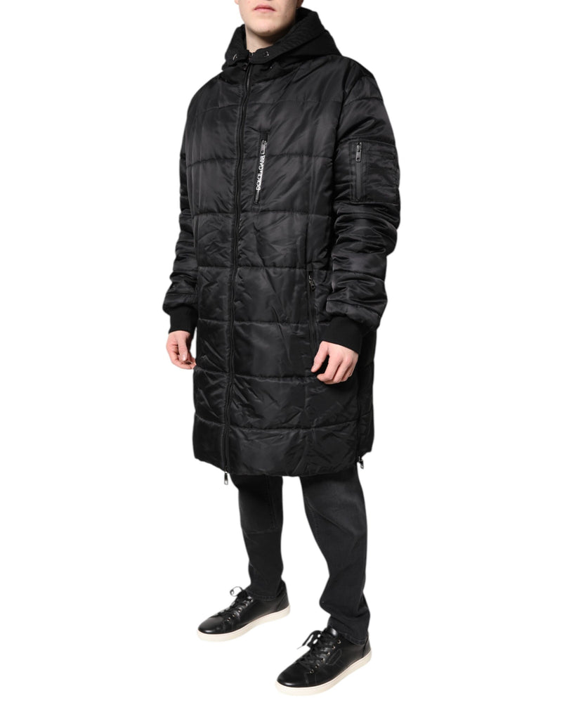 Manteau parka noir à capuche, veste d'hiver Dolce & Gabbana
