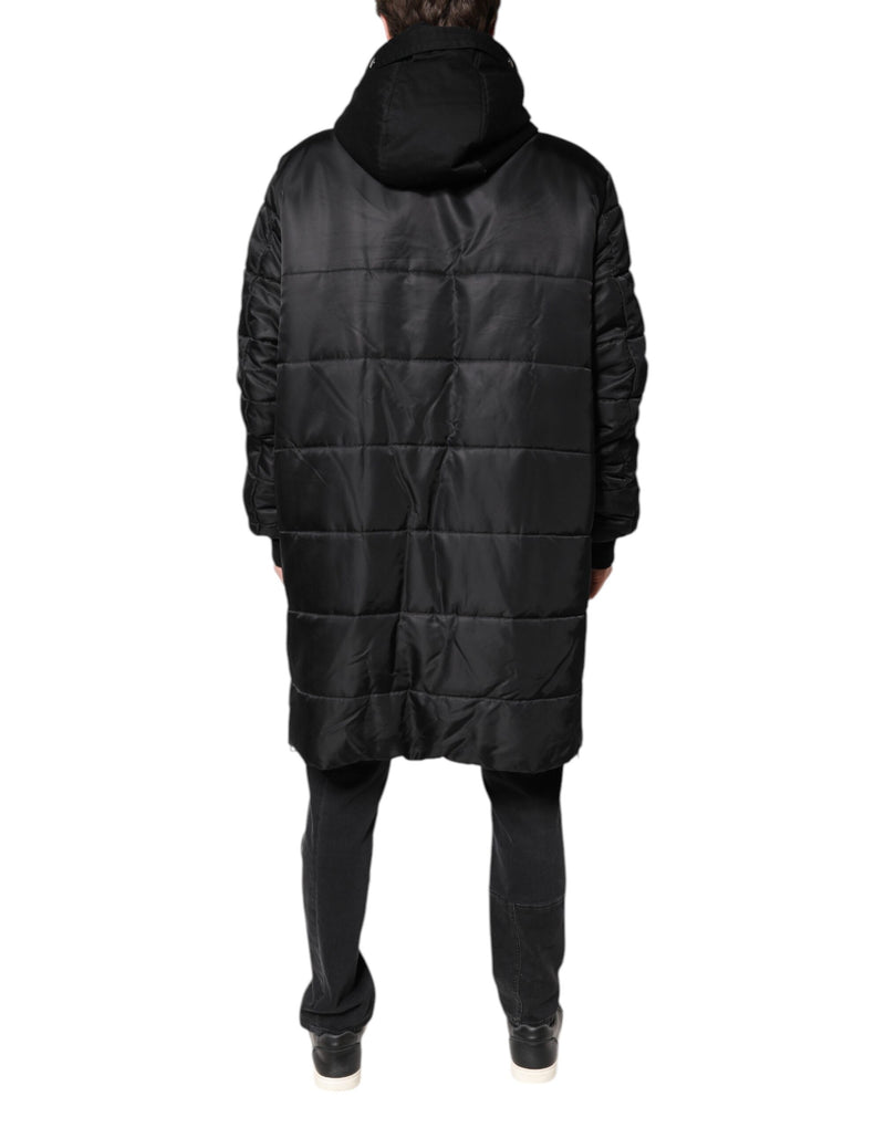 Manteau parka noir à capuche, veste d'hiver Dolce & Gabbana