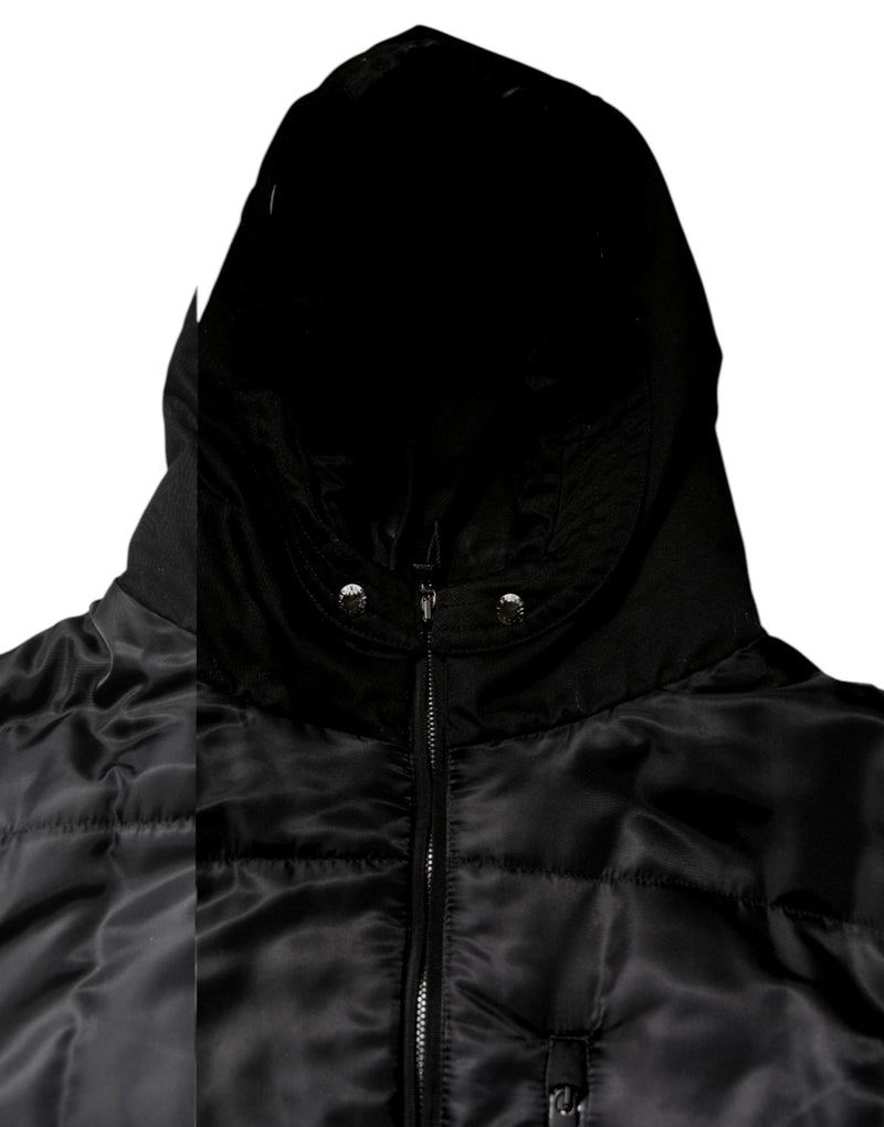 Manteau parka noir à capuche, veste d'hiver Dolce & Gabbana
