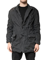 Dolce & Gabbana Veste-manteau à col en coton noir uni