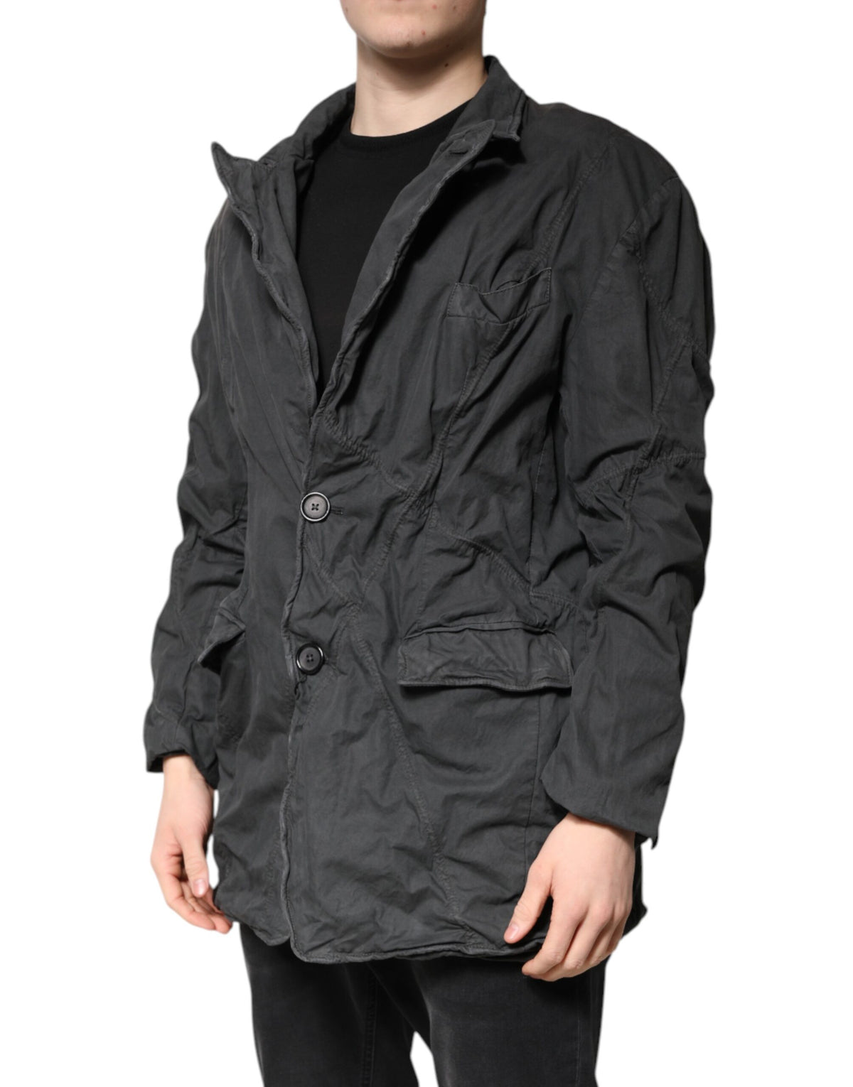 Dolce & Gabbana Veste-manteau à col en coton noir uni