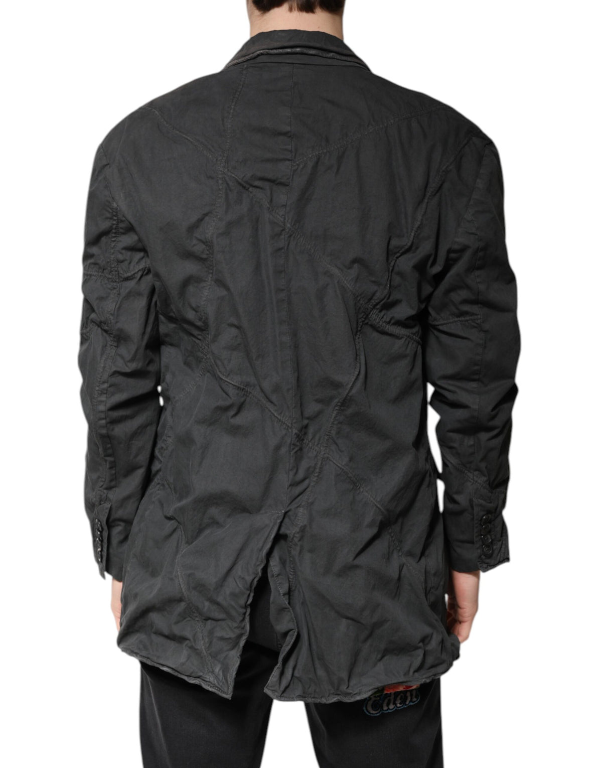 Dolce & Gabbana Veste-manteau à col en coton noir uni