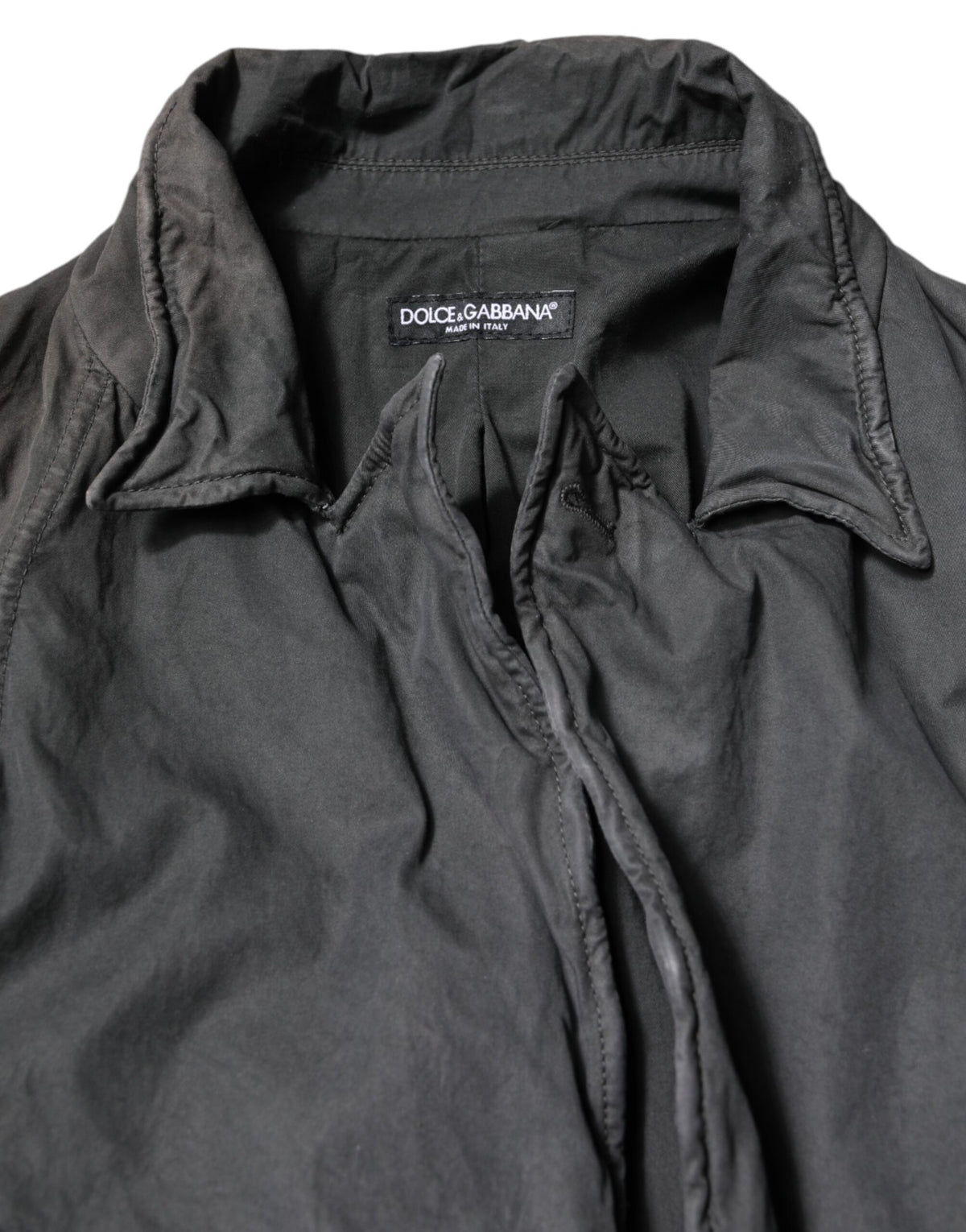 Dolce & Gabbana Veste-manteau à col en coton noir uni