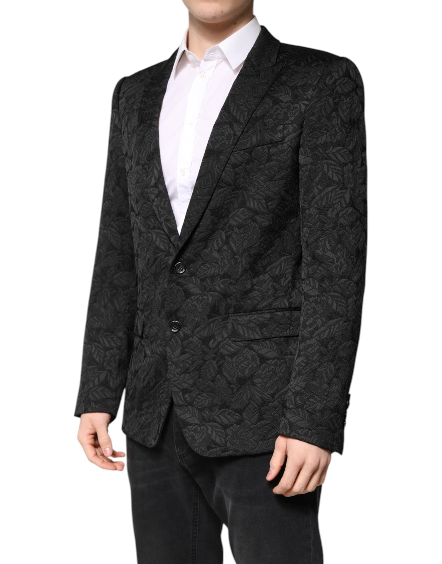 Dolce & Gabbana Black MARTINI Brocade Single Breasted Blazer