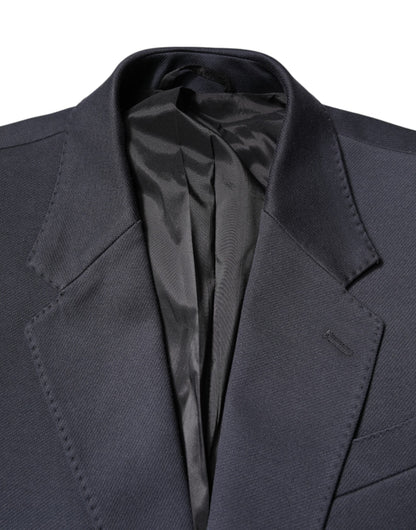 Dolce & Gabbana Dark Blue Cotton Men Jacket Coat Suit Blazer