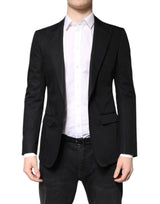 Dolce &amp; Gabbana, blazer noir en coton pour homme, à simple boutonnage.