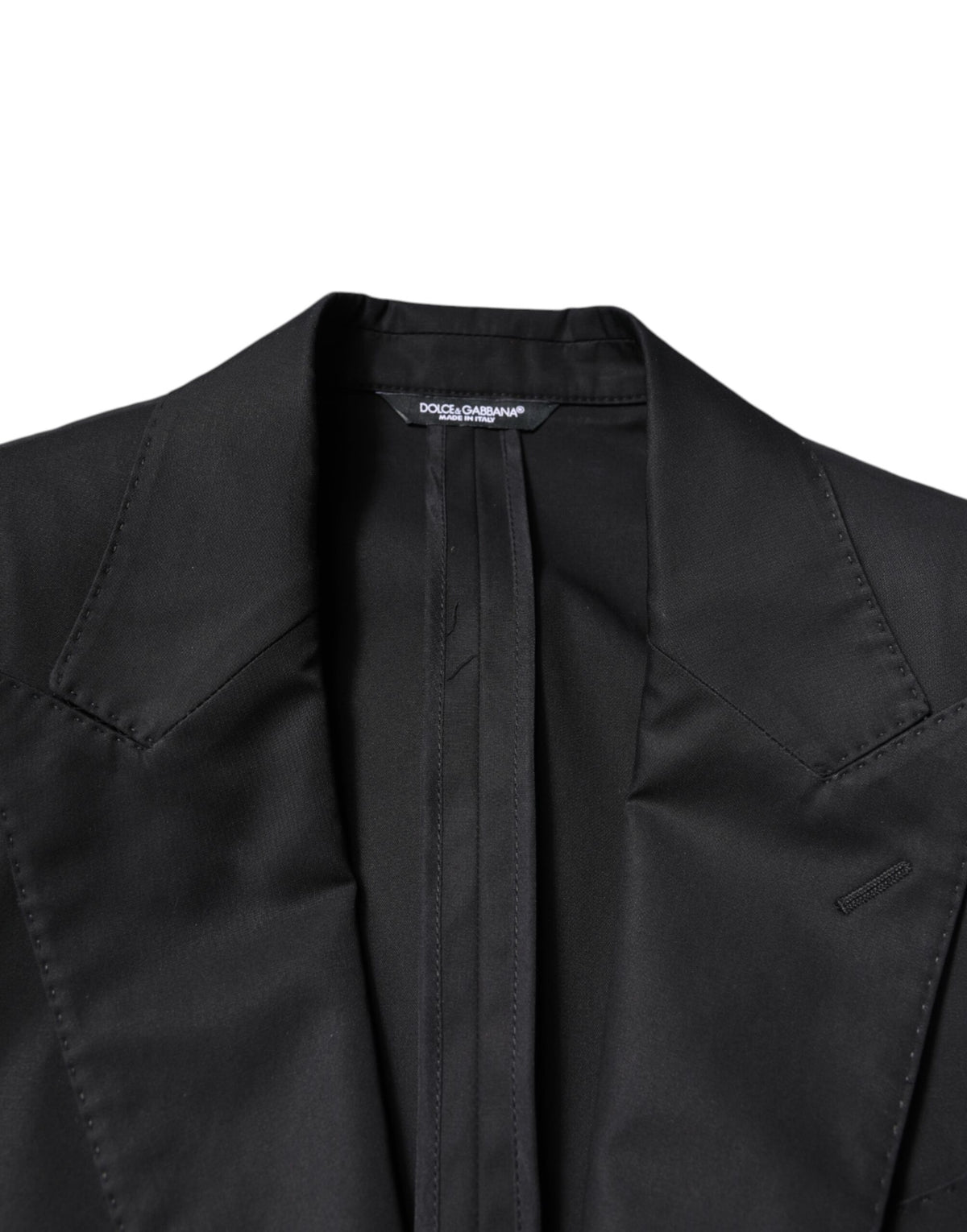 Dolce &amp; Gabbana, blazer noir en coton pour homme, à simple boutonnage.